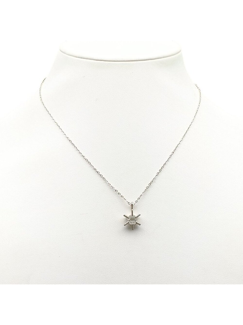 Silver Starburst Pendant Necklace with Delicate Choker Chain Vintage Minimalist